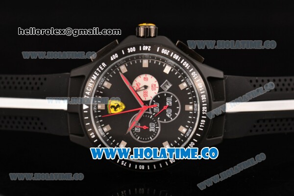 Ferrari Race Day Watch Chrono Miyota OS20 Quartz PVD Case with Black Dial and Silver Stick Markers - One White Subdial - Click Image to Close