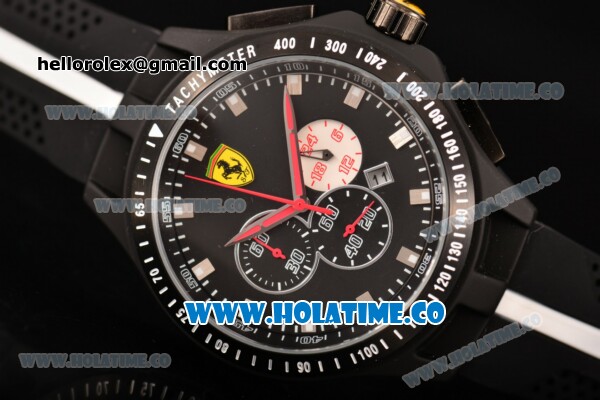 Ferrari Race Day Watch Chrono Miyota OS20 Quartz PVD Case with Black Dial and Silver Stick Markers - One White Subdial - Click Image to Close