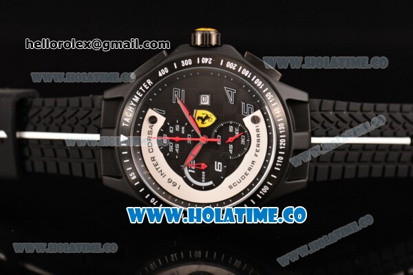 Ferrari Race Day Watch Chrono Miyota OS10 Quartz PVD Case with Black/White Dial and Arabic Numeral Markers - Click Image to Close