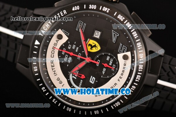 Ferrari Race Day Watch Chrono Miyota OS10 Quartz PVD Case with Black/White Dial and Arabic Numeral Markers - Click Image to Close