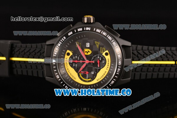 Ferrari Race Day Watch Chrono Miyota OS10 Quartz PVD Case with Black/Yellow Dial and Arabic Numeral Markers - Click Image to Close