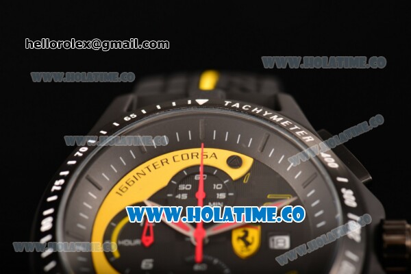 Ferrari Race Day Watch Chrono Miyota OS10 Quartz PVD Case with Black/Yellow Dial and Arabic Numeral Markers - Click Image to Close