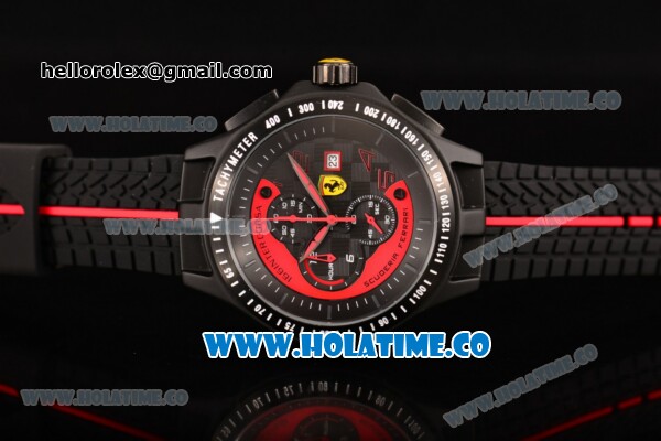 Ferrari Race Day Watch Chrono Miyota OS10 Quartz PVD Case with Black/Red Dial and Arabic Numeral Markers - Click Image to Close