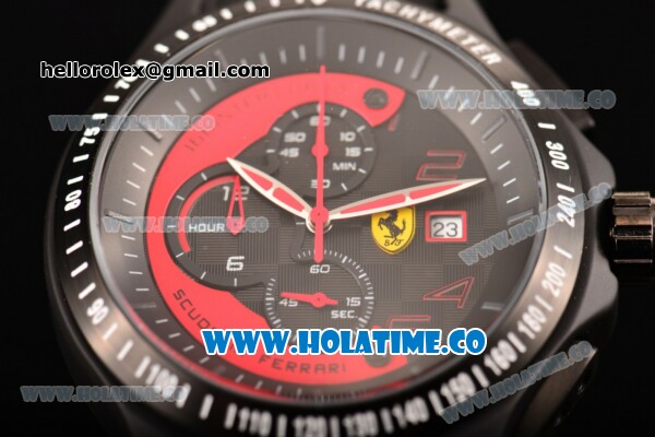 Ferrari Race Day Watch Chrono Miyota OS10 Quartz PVD Case with Black/Red Dial and Arabic Numeral Markers - Click Image to Close