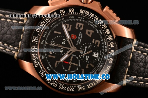 Victorinox Swiss Army Miyota OS10 Quartz Rose Gold Case with Black Dial and Arabic Numeral Markers - Click Image to Close