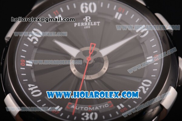 Perrelet Turbine XL Asia Automatic Steel Case with PVD Bezel and Black/Grey Rotating Dial - Click Image to Close