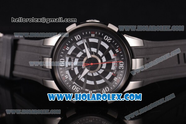 Perrelet Turbine XL Paranoia Asia Automatic Steel Case with Black/White Rotating Dial and PVD Bezel - Click Image to Close