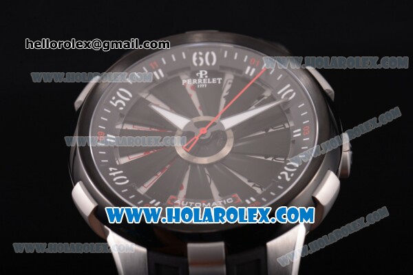 Perrelet Turbine XL Asia Automatic Steel Case with PVD Bezel and White/Black Rotating Dial - Click Image to Close
