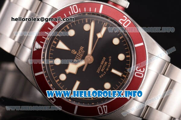 Tudor Heritage Black Bay Swiss ETA 2824 Automatic Full Steel with Red Bezel Black Dial and Dot Markers - 1:1 Original (ZF) - Click Image to Close