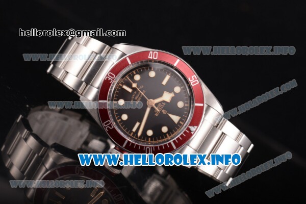 Tudor Heritage Black Bay Swiss ETA 2824 Automatic Full Steel with Red Bezel Black Dial and Dot Markers - 1:1 Original (ZF) - Click Image to Close