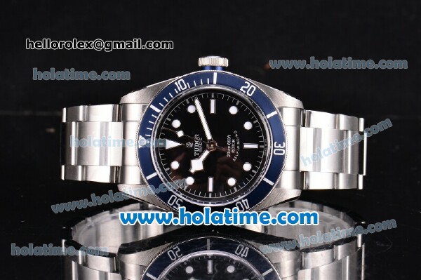 Tudor Heritage Black Bay Swiss ETA 2824 Automatic Steel Case/Bracelet with Blue Bezel Black Dial and White Markers - 1:1 Original (ZF) - Click Image to Close