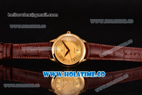 Maurice Lacroix Les Classiques Date Automatique Swiss ETA 2824 Automatic Yellow Gold Case with Stick Markers and Gold Dial - Click Image to Close