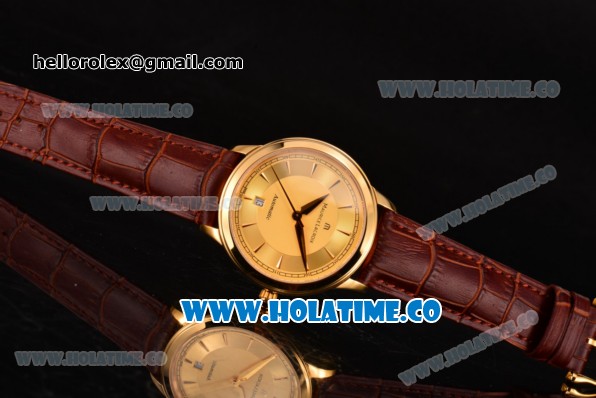 Maurice Lacroix Les Classiques Date Automatique Swiss ETA 2824 Automatic Yellow Gold Case with Stick Markers and Gold Dial - Click Image to Close
