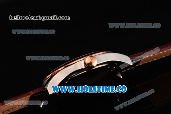 Mido Commander Miyota Quartz Steel Case with Rose Gold Bezel and White Dial - Click Image to Close