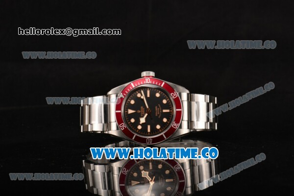 Tudor Heritage Black Bay Asia 2813 Automatic Steel Case/Bracelet with Black Dial and Red Bezel (ZF) - Click Image to Close
