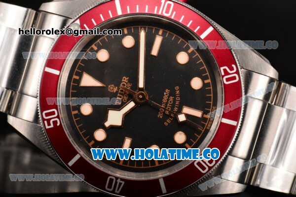 Tudor Heritage Black Bay Asia 2813 Automatic Steel Case/Bracelet with Black Dial and Red Bezel (ZF) - Click Image to Close