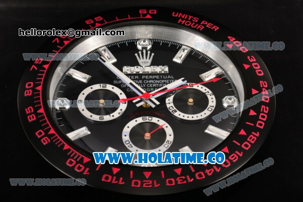 Rolex Daytona Swiss Quartz PVD Case with White Markers Black Dial - Wall Clock - Click Image to Close