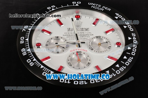 Rolex Daytona Swiss Quartz PVD Case with White Dial Red Stick Markers Wall Clock - Click Image to Close