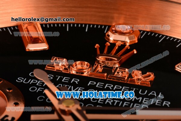 Rolex Daytona Swiss Quartz Rose Gold Case with Black Dial Wall Clock - Click Image to Close