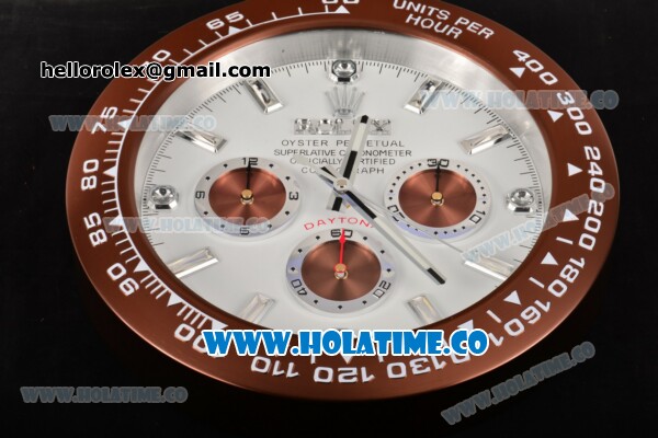 Rolex Daytona Swiss Quartz Rose Gold Case with White Dial Stick Markers Wall Clock - Click Image to Close