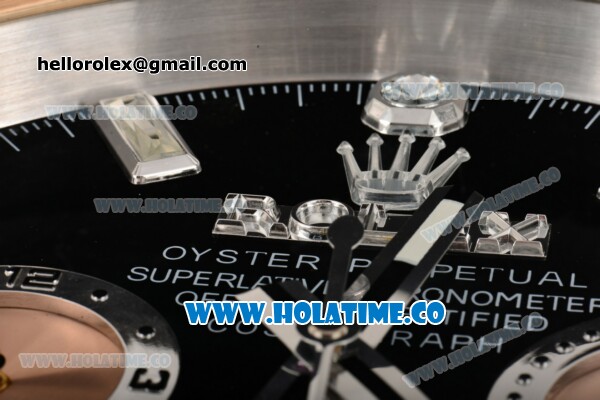 Rolex Daytona Swiss Quartz Rose Gold Case with Black Dial - Wall Clock - Click Image to Close