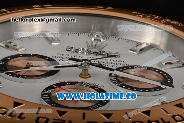 Rolex Daytona Swiss Quartz Rose Gold Case with White Dial Crystal Markers - Wall Clock - Click Image to Close
