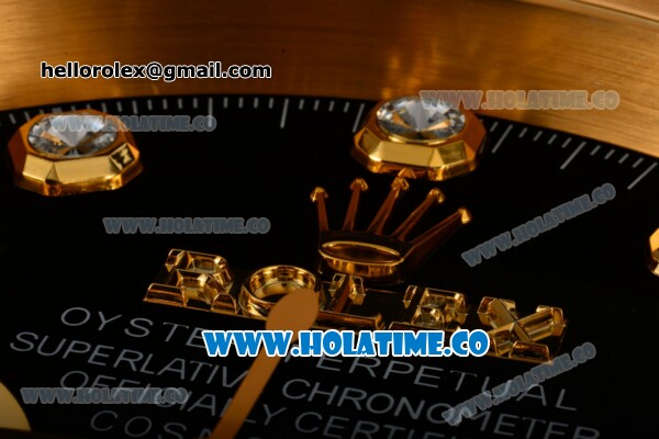 Rolex Daytona Swiss Quartz Yellow Gold Case with Black Dial Diamonds Markers - Wall Clock - Click Image to Close