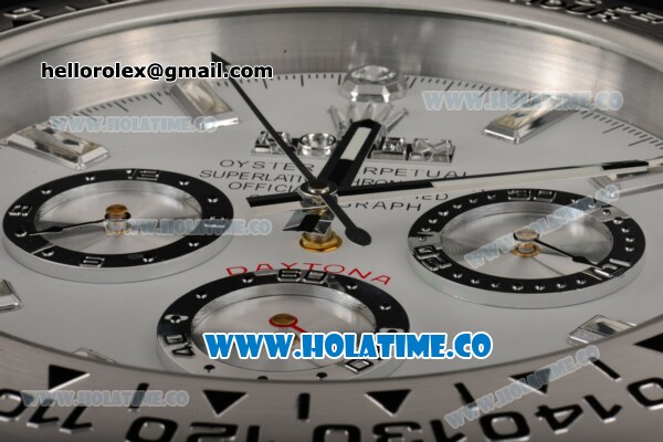 Rolex Daytona Swiss Quartz Steel Case with Crystal Markers White Dial - Wall Clock - Click Image to Close