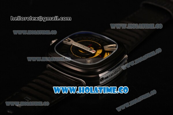 SevenFriday M2-1 Miyota 82S7 Automatic PVD Case with Black/Yellow Dial and Black Leather Strap - Click Image to Close