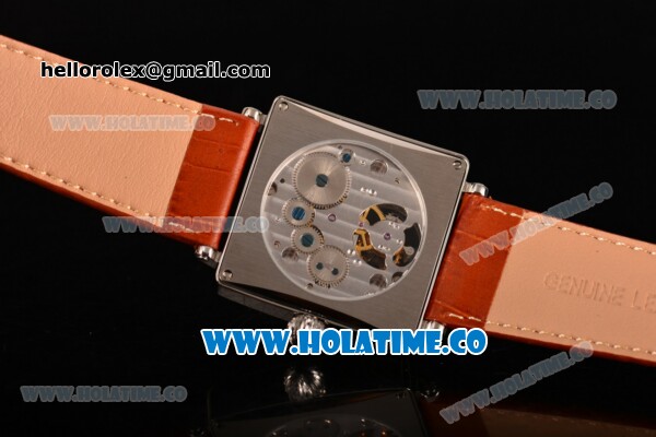 Minorva Swiss Tourbillon Manual Winding Steel Case with White Dial Orange Leather Strap and Colorful Arabic Numeral Markers - Click Image to Close