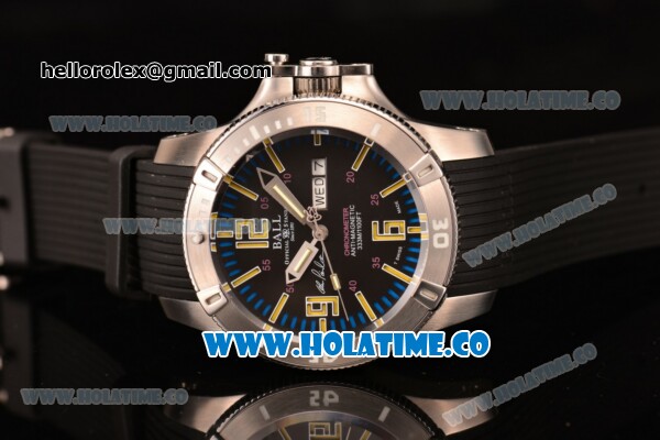 Ball Engineer Hydrocarbon Spacemaster Captain Poindexter Date-Day Miyota 8205 Automatic Steel Case with Black Dial and Yellow Stick/Arabic Numeral Markers - Click Image to Close