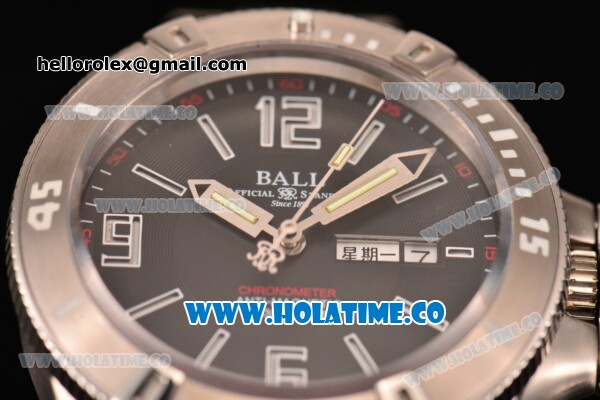 Ball Engineer Hydrocarbon Spacemaster Date-Day Miyota 8205 Automatic Steel Case with Black Dial and White Arabic Numeral/Stick Markers (YF) - Click Image to Close