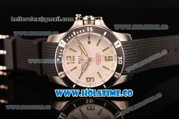 Ball Engineer Hydrocarbon Spacemaster Miyota 8215 Automatic Steel Case with Black Bezel Stick/Arabic Numeral Markers and White Dial - Click Image to Close