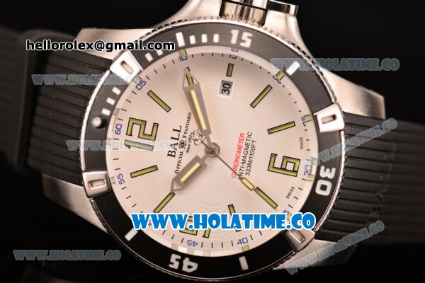 Ball Engineer Hydrocarbon Spacemaster Miyota 8215 Automatic Steel Case with Black Bezel Stick/Arabic Numeral Markers and White Dial - Click Image to Close