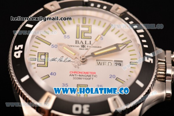 Ball Engineer Hydrocarbon Spacemaster Captain Poindexter Miyota 8205 Automatic Steel Case with Black Bezel Stick/Arabic Numeral Markers and White Dial - Click Image to Close