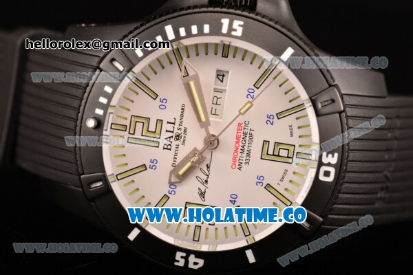 Ball Engineer Hydrocarbon Spacemaster Captain Poindexter Miyota 8205 Automatic PVD Case with White Dial and Stick/Arabic Numeral Markers - Click Image to Close