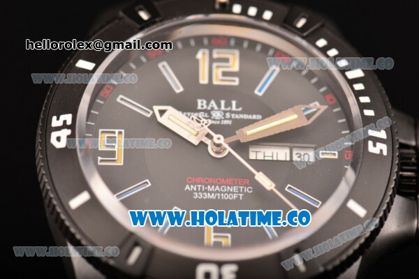 Ball Engineer Hydrocarbon Spacemaster Miyota 8205 Automatic PVD Case with Black Dial Rubber Strap and Luminous Blue Markers - Click Image to Close