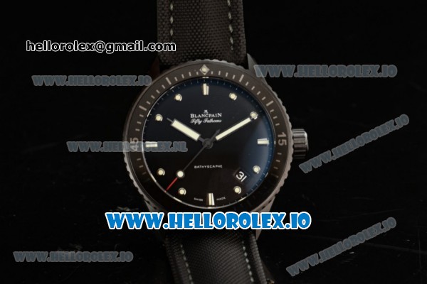 BlancPain Fifty Fathoms Bathyscaphe Miyota 9015 Automatic PVD Case Black Dial With Dots Markers Black Rubber Strap - 1:1 Original(GF) - Click Image to Close