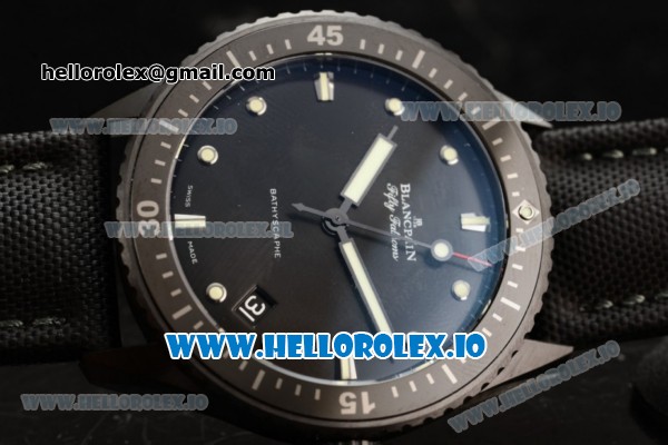 BlancPain Fifty Fathoms Bathyscaphe Miyota 9015 Automatic PVD Case Black Dial With Dots Markers Black Rubber Strap - 1:1 Original(GF) - Click Image to Close