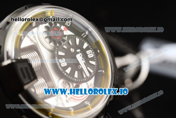 HYT H1 Clone HTY Cal.101 Manual Winding PVD Case with White Dial Arabic Numeral Markers and Rubber Strap - Click Image to Close