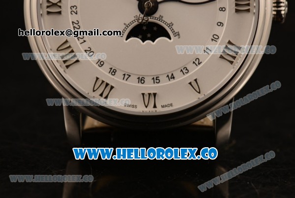 BlancPain Villeret Moonphase & Complete Calendar Miyota 9015 Automatic Steel Case with White Dial Black Leather Strap and Roman Numeral Markers (AAAF) - Click Image to Close