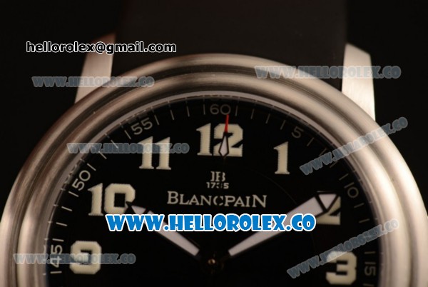 BlancPain Hundred Hours Japanese Miyota 9015 Automatic Steel Case with Black Dial and Black Rubber Strap - (AAAF) - Click Image to Close