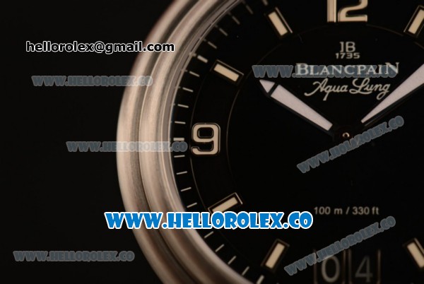BlancPain Aqua Lung Japanese Miyota 9015 Automatic Steel Case with Black Dial and Black Rubber Strap - (AAAF) - Click Image to Close