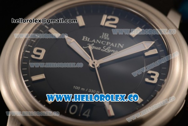 BlancPain Aqua Lung Japanese Miyota 9015 Automatic Steel Case with Black Dial and Black Rubber Strap - (AAAF) - Click Image to Close