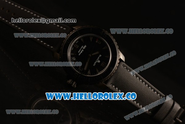 1:1 Blancpain Fifty Fathoms 500 Swiss ETA 2824 Automatic PVD Case with Black Dial and Black Nylon Strap - (ZF) - Click Image to Close