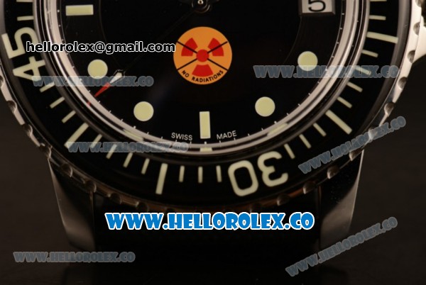 Blancpain Fifty Fathoms "No Radiation" Swiss ETA 2836 Automatic Steel Case with Black Dial Dots Markers and Black Nylon Strap (Q) - Click Image to Close