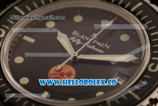 Blancpain Fifty Fathoms "No Radiation" Swiss ETA 2836 Automatic Steel Case with Black Dial Dots Markers and Black Nylon Strap (Q) - Click Image to Close