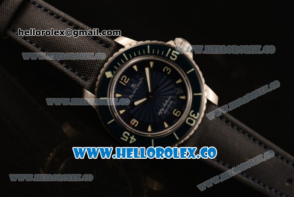 Blancpain Fifty Fathoms Automatic Swiss ETA 2836 Automatic Steel Case with White Stick Markers and Black Nylon Strap - Click Image to Close