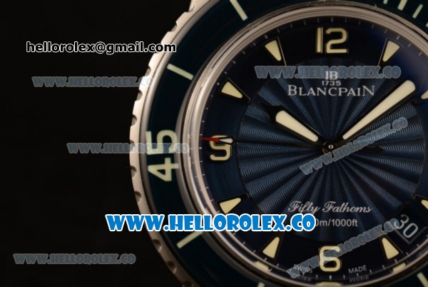 Blancpain Fifty Fathoms Automatic Swiss ETA 2836 Automatic Steel Case with White Stick Markers and Black Nylon Strap - Click Image to Close