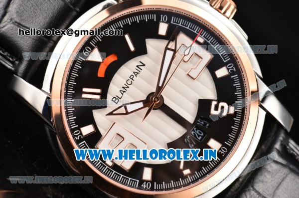 BlancPain L-Evolution Automatic 8 Days Miyota 9015 Automatic Steel Case with Black/White Dial and Rose Gold Bezel (G5) - Click Image to Close